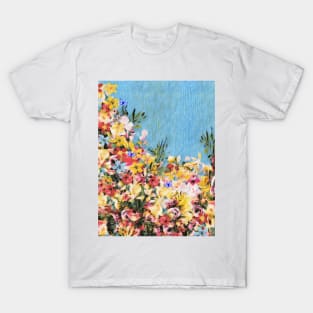 Floral and Crumpled Crepe Pattern T-Shirt